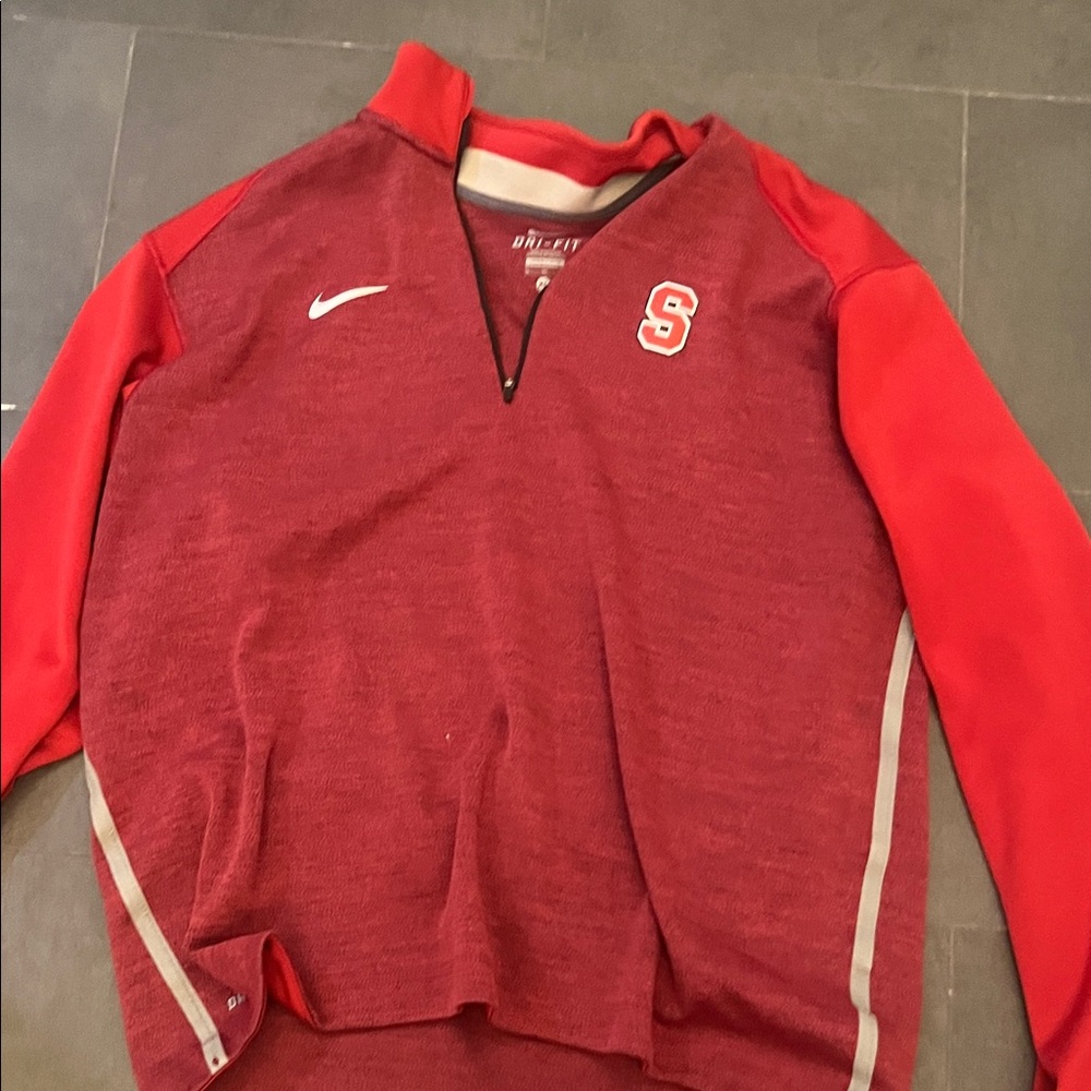 Nike Men’s Red Quarter-Zip Sweatshirt with 'S' Logo